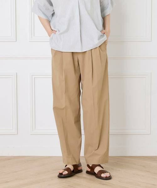I.T.'S. international / イッツインターナショナル スラックス・ドレスパンツ | タックテーパードイージーパンツ(ベージュ2)
