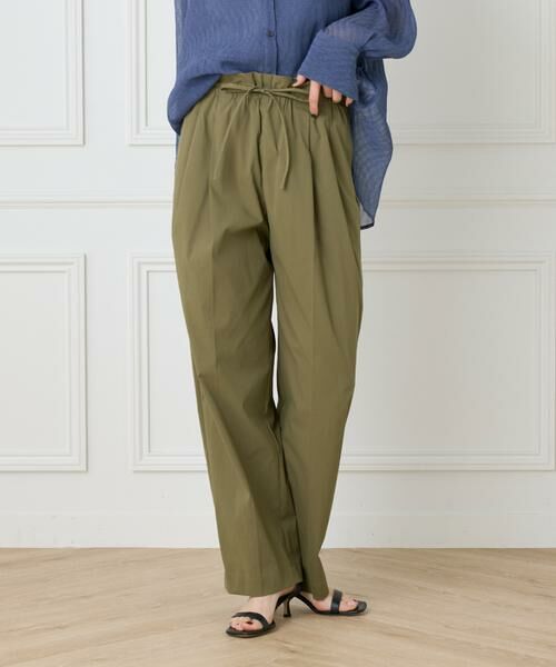 I.T.'S. international / イッツインターナショナル スラックス・ドレスパンツ | タックテーパードイージーパンツ(カーキ3)