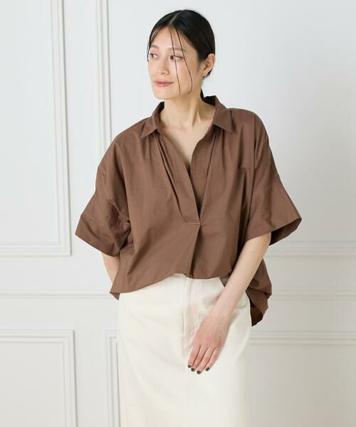 I.T.'S. international/イッツインターナショナル オーバーサイズスキッパーシャツ ブラウン 00 I.T.'S. international/イッツインターナショナル オーバーサイズスキッパーシャツ ブラウン 00