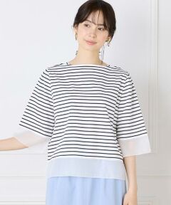 I.T.'S. international / イッツインターナショナル Tシャツ | シアー切替えプルオーバー