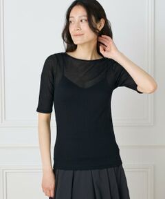 I.T.'S. international / イッツインターナショナル Tシャツ | シアーテレコボートネック5分袖プルオーバー