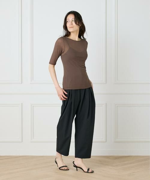 I.T.'S. international / イッツインターナショナル Tシャツ | シアーテレコボートネック5分袖プルオーバー | 詳細25