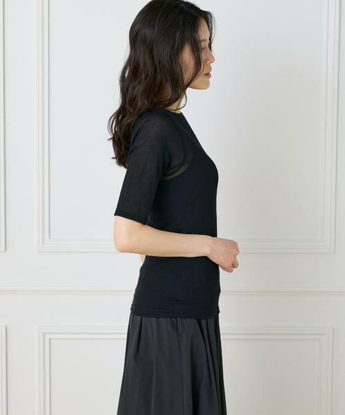 I.T.'S. international / イッツインターナショナル Tシャツ | シアーテレコボートネック5分袖プルオーバー | 詳細28