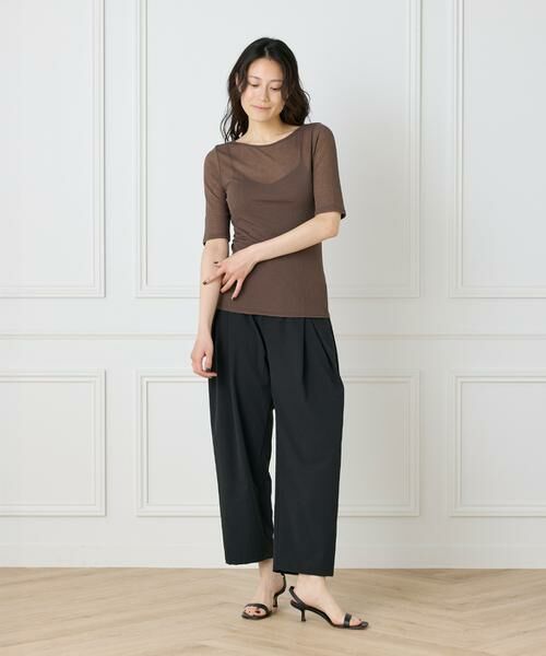 I.T.'S. international / イッツインターナショナル Tシャツ | シアーテレコボートネック5分袖プルオーバー | 詳細24