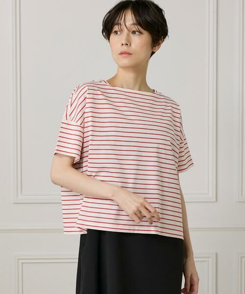 I.T.'S. international / イッツインターナショナル Tシャツ | ボートネックボーダーカットソー | 詳細1