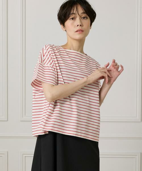 I.T.'S. international / イッツインターナショナル Tシャツ | ボートネックボーダーカットソー | 詳細15