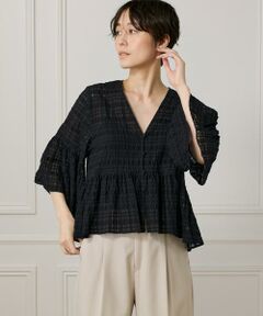 I.T.'S. international / イッツインターナショナル シャツ・ブラウス | シアーチェックペプラムブラウス