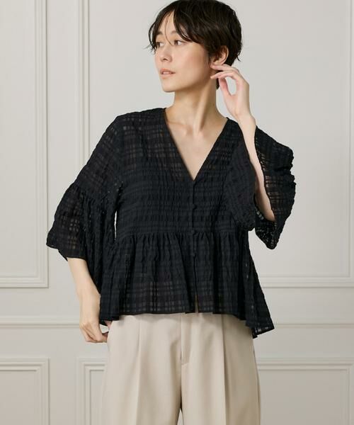 I.T.'S. international / イッツインターナショナル シャツ・ブラウス | シアーチェックペプラムブラウス | 詳細1