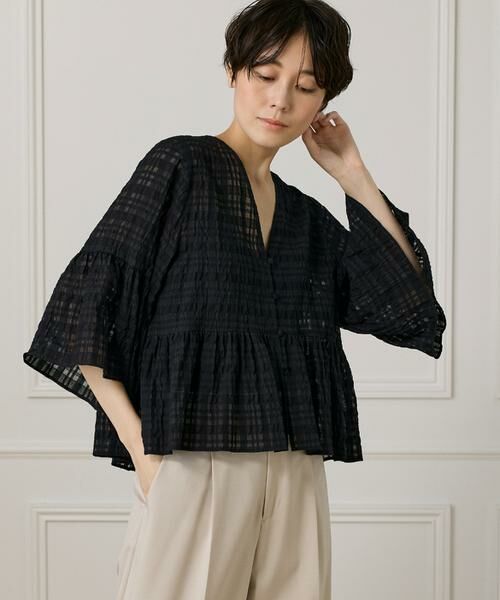 I.T.'S. international / イッツインターナショナル シャツ・ブラウス | シアーチェックペプラムブラウス | 詳細10