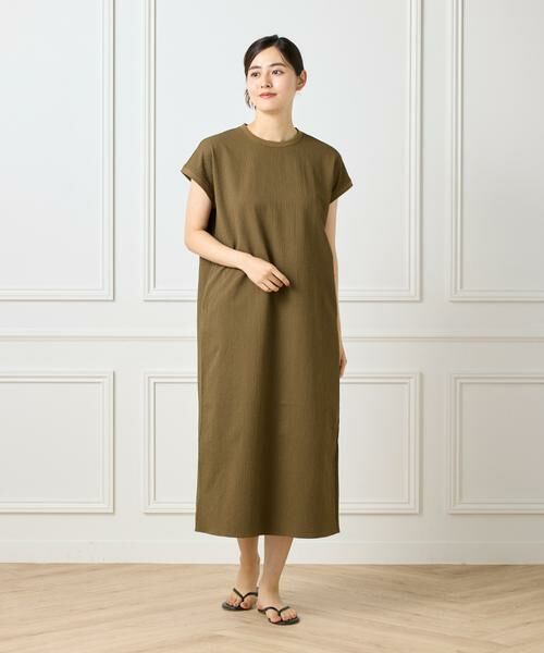 I.T.'S. international / イッツインターナショナル ロング・マキシ丈ワンピース | フレンチスリーブワンピース《グランサッカー》 | 詳細8