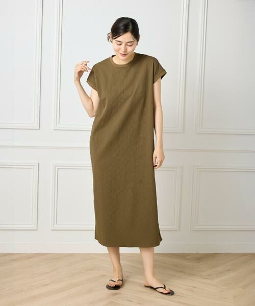 I.T.'S. international / イッツインターナショナル ロング・マキシ丈ワンピース | フレンチスリーブワンピース《グランサッカー》 | 詳細9