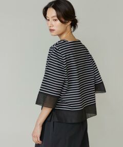 I.T.'S. international / イッツインターナショナル Tシャツ | シアー切替えプルオーバー