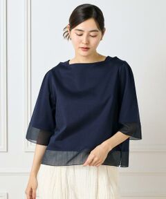 I.T.'S. international / イッツインターナショナル Tシャツ | シアー切替えプルオーバー