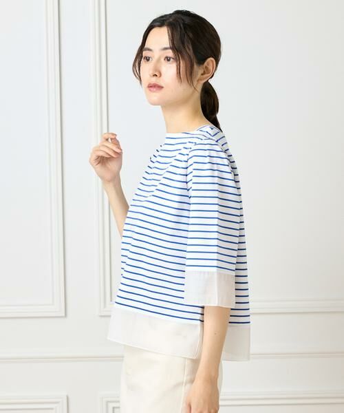 I.T.'S. international/イッツインターナショナル シアー切替えプルオーバー ブルー1 00 I.T.'S. international/イッツインターナショナル シアー切替えプルオーバー ブルー1 00