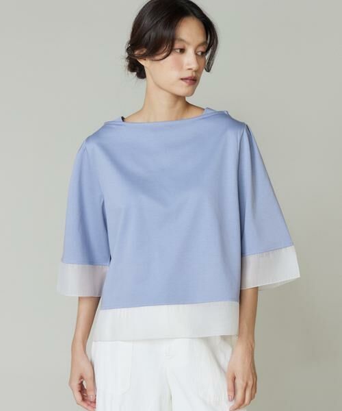 I.T.'S. international/イッツインターナショナル シアー切替えプルオーバー ブルーグレー4 00 I.T.'S. international/イッツインターナショナル シアー切替えプルオーバー ブルーグレー4 00