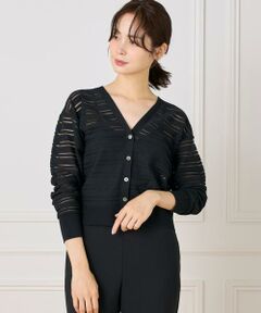 I.T.'S. international / イッツインターナショナル カーディガン・ボレロ | シアーボーダーニットカーディガン