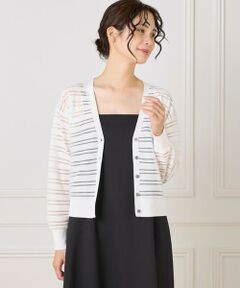 I.T.'S. international / イッツインターナショナル カーディガン・ボレロ | シアーボーダーニットカーディガン