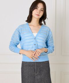 I.T.'S. international / イッツインターナショナル カーディガン・ボレロ | シアーボーダーニットカーディガン