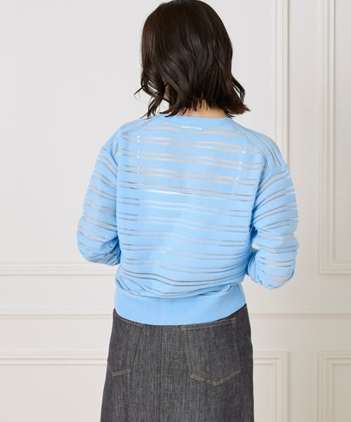 I.T.'S. international / イッツインターナショナル カーディガン・ボレロ | シアーボーダーニットカーディガン | 詳細14