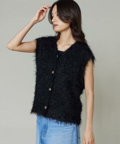 I.T.'S. international / イッツインターナショナル ベスト | フェザーヤーンVネックニットジレ