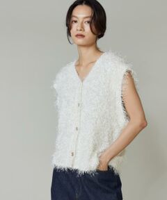 I.T.'S. international / イッツインターナショナル ベスト | フェザーヤーンVネックニットジレ