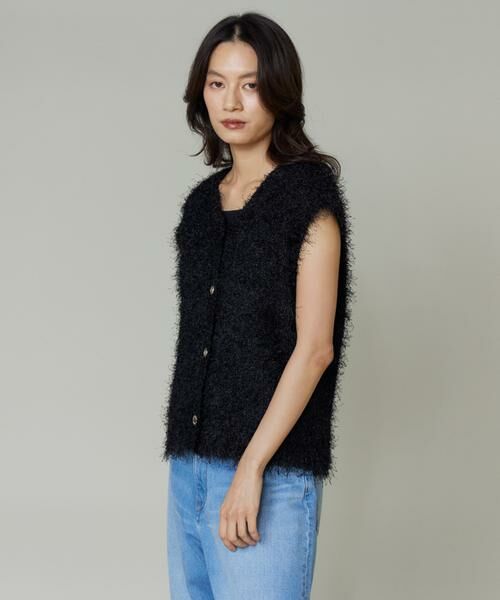 I.T.'S. international / イッツインターナショナル ベスト | フェザーヤーンVネックニットジレ | 詳細11