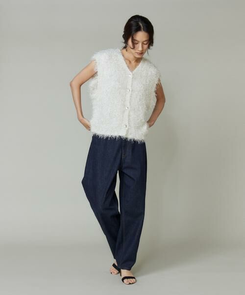 I.T.'S. international / イッツインターナショナル ベスト | フェザーヤーンVネックニットジレ | 詳細2