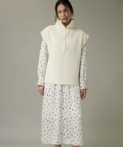 I.T.'S. international / イッツインターナショナル ミニ丈・ひざ丈ワンピース | ブラッシュドットプリントワンピース