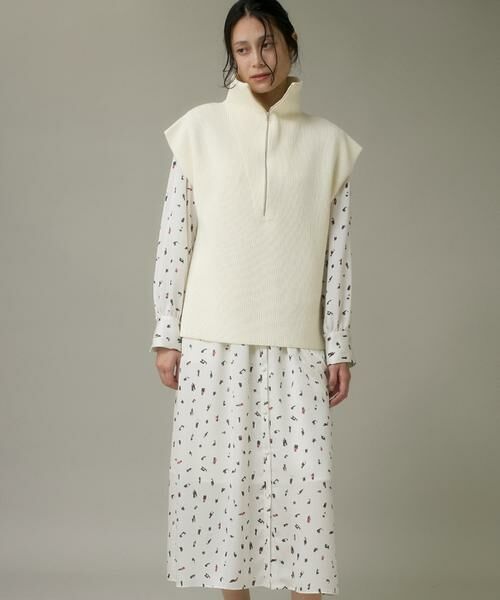 I.T.'S. international / イッツインターナショナル ミニ丈・ひざ丈ワンピース | ブラッシュドットプリントワンピース | 詳細1