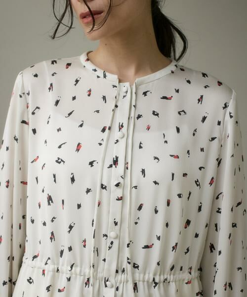 I.T.'S. international / イッツインターナショナル ミニ丈・ひざ丈ワンピース | ブラッシュドットプリントワンピース | 詳細15