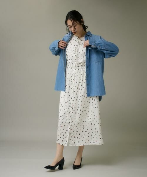 I.T.'S. international / イッツインターナショナル ミニ丈・ひざ丈ワンピース | ブラッシュドットプリントワンピース | 詳細6