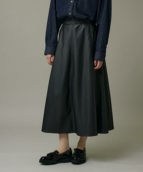 I.T.'S. international / イッツインターナショナル ロング・マキシ丈スカート | ソフトフェイクレザーフレアースカート | 詳細10