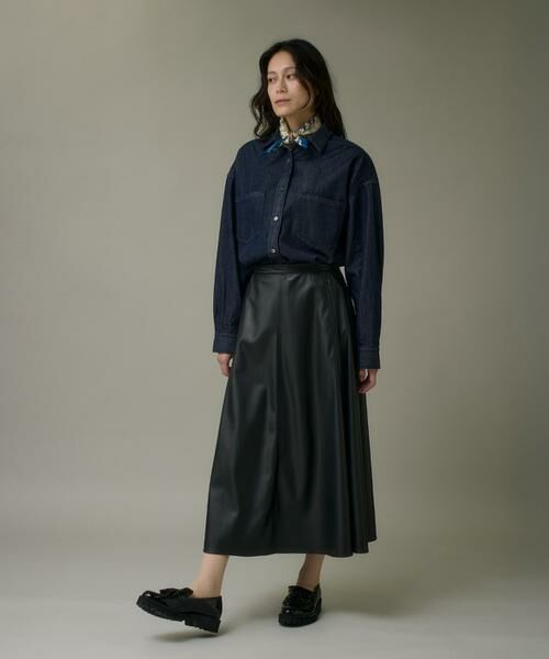 I.T.'S. international / イッツインターナショナル ロング・マキシ丈スカート | ソフトフェイクレザーフレアースカート | 詳細6