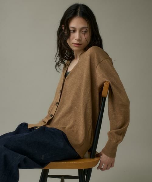 I.T.'S. international / イッツインターナショナル カーディガン・ボレロ | Ｖネックラメカーディガン | 詳細1