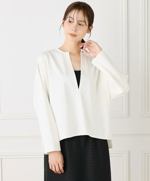 I.T.'S. international/イッツインターナショナル コットンポンチキーネックオーバーカットソー オフホワイト1 00 I.T.'S. international/イッツインターナショナル コットンポンチキーネックオーバーカットソー オフホワイト1 00