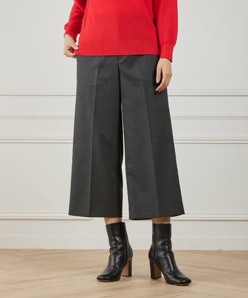 I.T.'S. international/イッツインターナショナル ワイドクロップトパンツ《TRサキソニー裏起毛》 チャコールグレー3 09 I.T.'S. international/イッツインターナショナル ワイドクロップトパンツ《TRサキソニー裏起毛》 チャコールグレー3 09