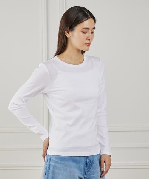 I.T.'S. international/イッツインターナショナル 長袖クルーネックプルオーバー《スビン綿MIXフライス》 ホワイト 09 I.T.'S. international/イッツインターナショナル 長袖クルーネックプルオーバー《スビン綿MIXフライス》 ホワイト 09