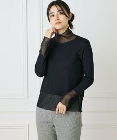 I.T.'S. international / イッツインターナショナル カットソー | チュールドッキングハイネックカットソー