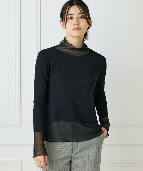 I.T.'S. international / イッツインターナショナル カットソー | チュールドッキングハイネックカットソー | 詳細12