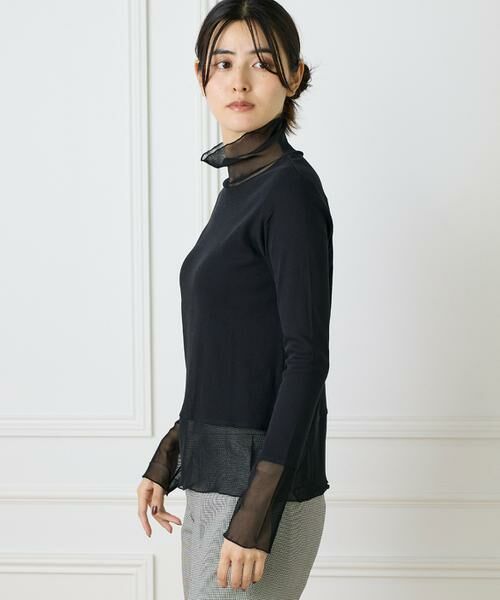 I.T.'S. international / イッツインターナショナル カットソー | チュールドッキングハイネックカットソー | 詳細13
