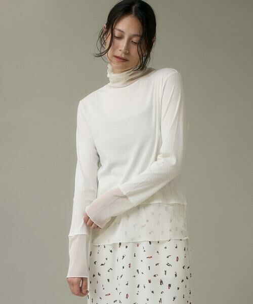 I.T.'S. international/イッツインターナショナル チュールドッキングハイネックカットソー アイボリー2 09 I.T.'S. international/イッツインターナショナル チュールドッキングハイネックカットソー アイボリー2 09