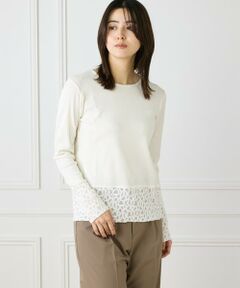 I.T.'S. international / イッツインターナショナル Tシャツ | レースドッキングクルーネックカットソー