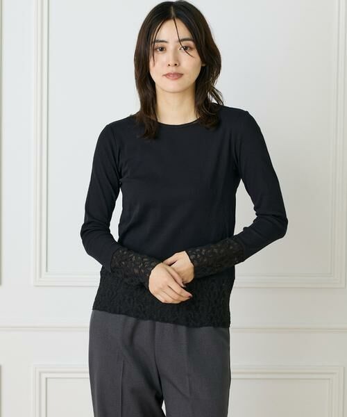 I.T.'S. international / イッツインターナショナル Tシャツ | レースドッキングクルーネックカットソー | 詳細9