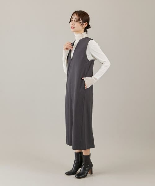 I.T.'S. international / イッツインターナショナル ロング・マキシ丈ワンピース | カーブカラーワンピース《ウーリッシュフラノライト》 | 詳細10