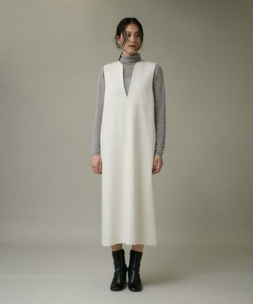 I.T.'S. international / イッツインターナショナル ロング・マキシ丈ワンピース | カーブカラーワンピース《ウーリッシュフラノライト》 | 詳細2