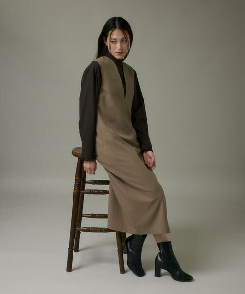 I.T.'S. international / イッツインターナショナル ロング・マキシ丈ワンピース | カーブカラーワンピース《ウーリッシュフラノライト》 | 詳細5