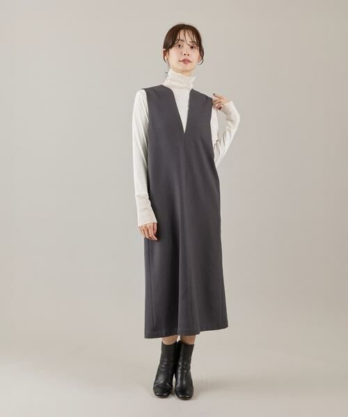 I.T.'S. international / イッツインターナショナル ロング・マキシ丈ワンピース | カーブカラーワンピース《ウーリッシュフラノライト》 | 詳細8