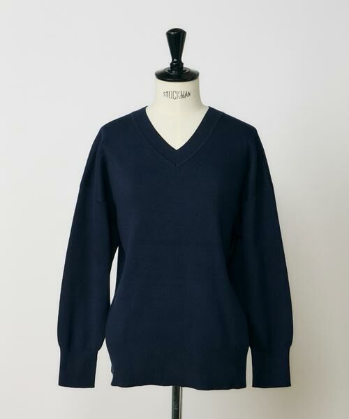I.T.'S. international/イッツインターナショナル Vネックニットプルオーバー《Melty air organic cotton》 ネイビー 00 I.T.'S. international/イッツインターナショナル Vネックニットプルオーバー《Melty air organic cotton》 ネイビー 00