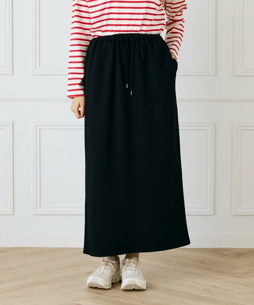 I.T.'S. international/イッツインターナショナル ジョーゼットジャージーイージーストレートスカート ブラック 00 I.T.'S. international/イッツインターナショナル ジョーゼットジャージーイージーストレートスカート ブラック 00