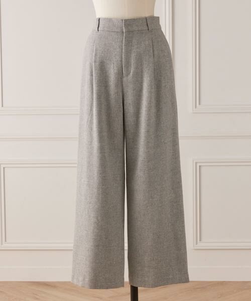 I.T.'S. international/イッツインターナショナル メランジツイルワンタックストレートパンツ グレー1 09